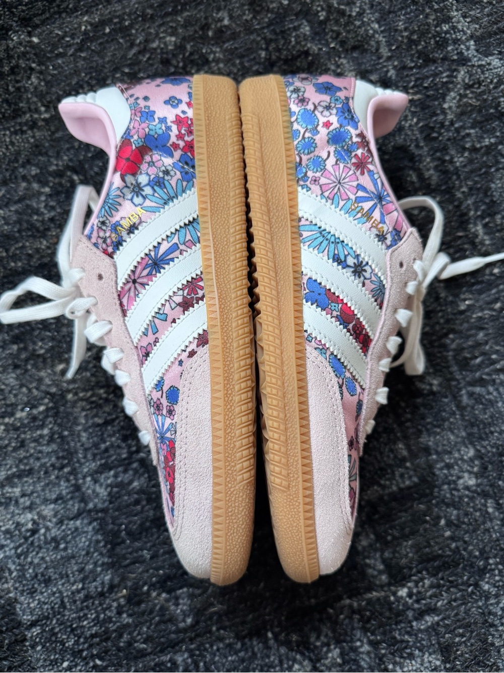 adidas Women’s Pink Floral Sambas with White Stripes - size 7 - Picture 6 of 8